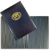 dark blue address cover for signature with gold foil embossed on the cover of the Russian geographical society