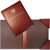 коричневая адресная папка на подпись министру на доклад с объемными карманами и тиснением герба России на обложке