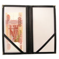 The bill cover is edged with a transparent plastic window and a pocket cut-out black