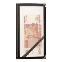 钞票盖边有一个透明的塑料窗和一个口袋切出的黑色