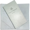 white stitched checkbook cover made of eco-leather with two pockets and blind embossed logo on the cover for the restaurant of traditional Italian cuisine Pizza Italiana in Moscow