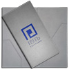 изготовление счет папки серого цвета с карманами и тиснением логотипа синий фольгой на обложке для гастробара Путь из Саратова