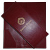 invoice folder for the restaurant Tsarsky Dvorik made of maroon artificial leather
