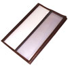 Сложенная папка из кожи раскладушка прошитая в окантовку с прозрачными карманами разных размеров коричневого цвета