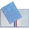 Адресная папка с ляссе из дизайнерской бархатной бумаги голубого цвета с тиснением логотипа на обложке Алроса