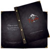 menu cover with a full-color cardboard print with metal bolts and pasting the spine with leather