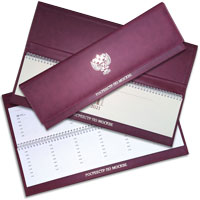 Production of a daily office diary with a logo made of natural and artificial leather
