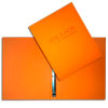 bright folder cover made of artificial leather with a ring mechanism and embossed logo