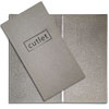 The cover of the menu with an eco-leather lasse with a fabric texture and embossed logo on the cover of the Cutlet restaurant