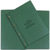 The cover of the menu is green with bolted eco leather with a texture like Piccochino Pizza fabric