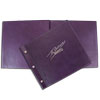 Purple embossed genuine leather menu cover for restaurant
