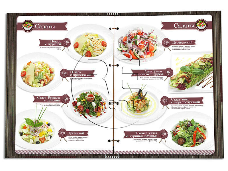 дизайн меню ресторана картонная папка с кольцевым зажимом меню ресторана Бигус
