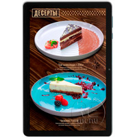 Цифровое меню на электронном планшете для ресторана бургеров и гриль слайд десерты