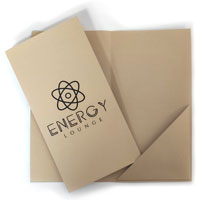 чековая счет папка из дизайнерского картона Колорплан бежевого цвета для кальянной Energy Lounge