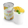 Large cream yogurt with mango puree and mint photo