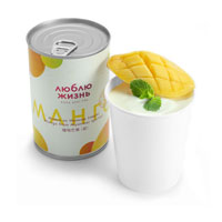 Большой крем-йогурт с пюре из манго и мятой фото