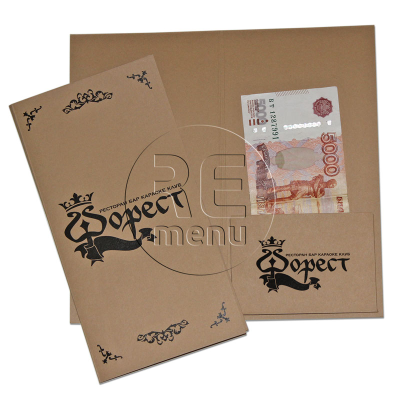 Чековые папки из дизайнерской крафт бумаги с карманом