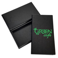 Wooden and cardboard Check Presenters box embossed or color printed for restaurants and cafes