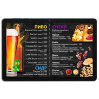 Цифровое меню пива, сидра и снэков на электронном планшете для кальянной