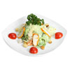 Caesar salad with chicken photo - chicken fillet, iceberg, cherry, Parmesan cheese, Caesar sauce, croutons