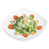 Arugula salad with prawns photo - arugula, mozzarella cheese, prawns, cherry tomatoes, avocado, Parmesan cheese, dressing