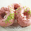 Donut with strawberry frosting photo for restaurant and cafe menu