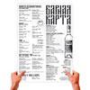 барная карта ресторана русской кухни на одном большом листе из белой дизайнерской крепкие напитки кофе и чай