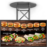 数字菜单-板汉堡，沙拉和面包卷