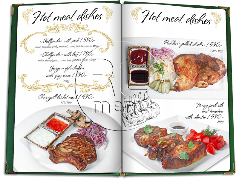 горячие мясные блюда Пушкин меню ресторана 