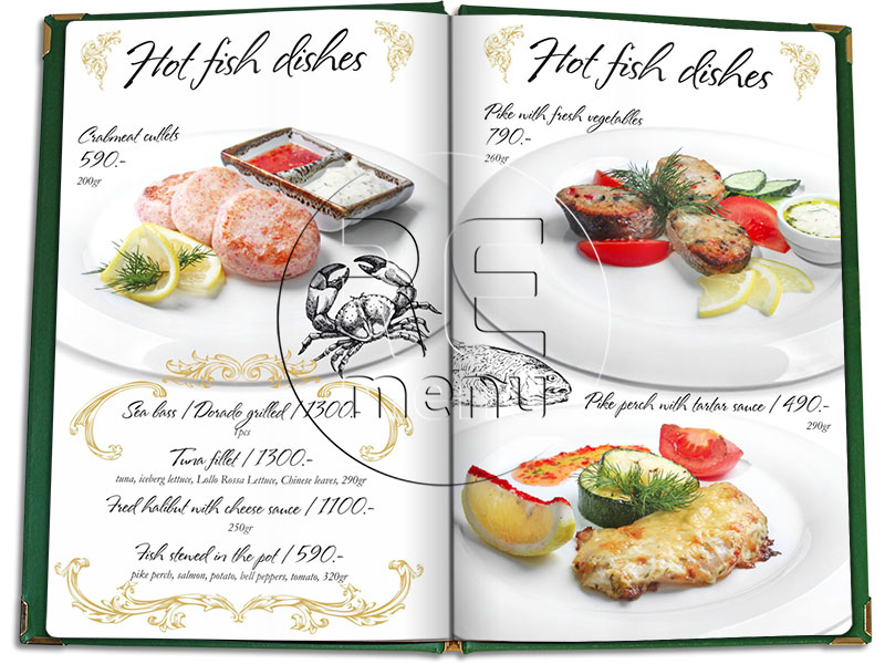 горячие рыбные блюда Пушкин меню ресторана 