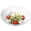 Salad with veal tongue and quail eggs photo for restaurant and cafe menu