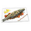 Sea bass baked in Asian style photo on a vegetable pillow with oyster sauce