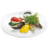 Grilled vegetables with Pesto sauce photo-bell pepper, zucchini, eggplant, leek, cherry tomatoes