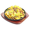 Nachos supremos chips baked with beef and cheese photo - served with cheddar cheese, chili and guacamole sauces