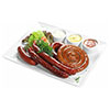 Team of German sausages - pork, beef, venison, lamb, spicy and cheese. Served with chili, mustard and German sauces, photo