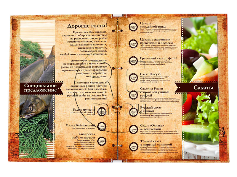 дизайн меню ресторана меню в картонной папке с кольцевым зажимом для пивного ресторана Тренчин