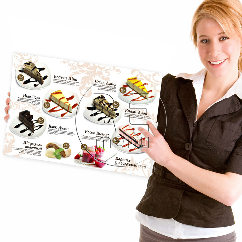 Плакаты меню салфетка на стол, бумажная скатерть или плейсмэт десерты в ассортименте