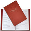 папка винной карты из экокожи под ткань с тиснением логотипа Unica Osteria крепление на резинке