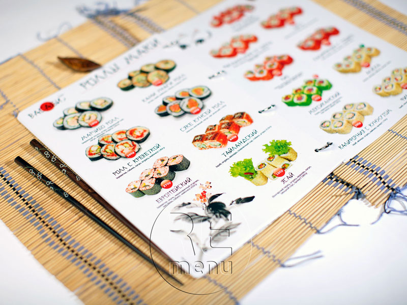 японское меню на разжимных кольцах с ламинацией изготовление и производство